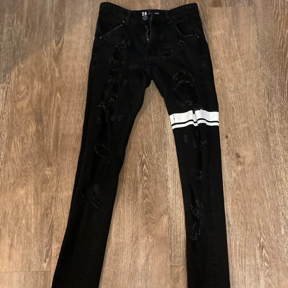 Crysp Denim Jeans Black/White Stripe